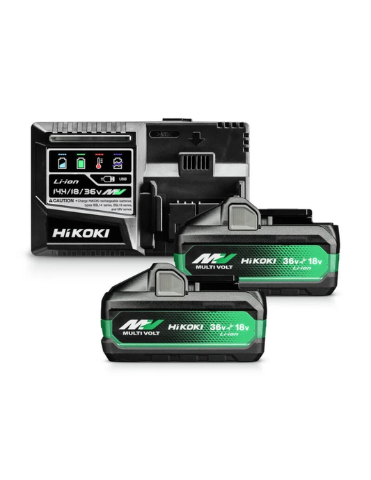 HIKOKI BoosterPack B con 2 batterie MULTI VOLT BSL36B18X (36 V/18 V - 8 Ah/4 Ah) e caricabatteria UC18YSL3