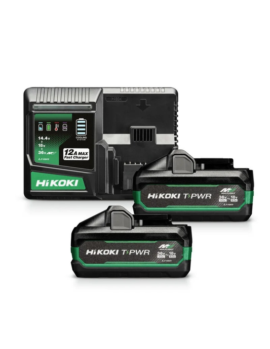 HIKOKI BoosterPack C con 2 batterie MULTI VOLT BSL3640MVT (36 V/18 V - 8 Ah/4 Ah) e caricabatteria UC36YSL2