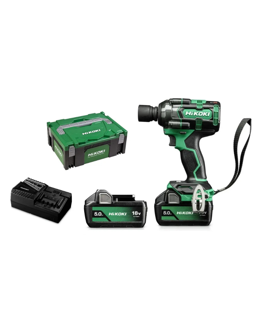 HIKOKI Avvitatore ad impulsi a batteria WR18DHWPZ +2 Batterie 18V 5Ah + Caricabatterie