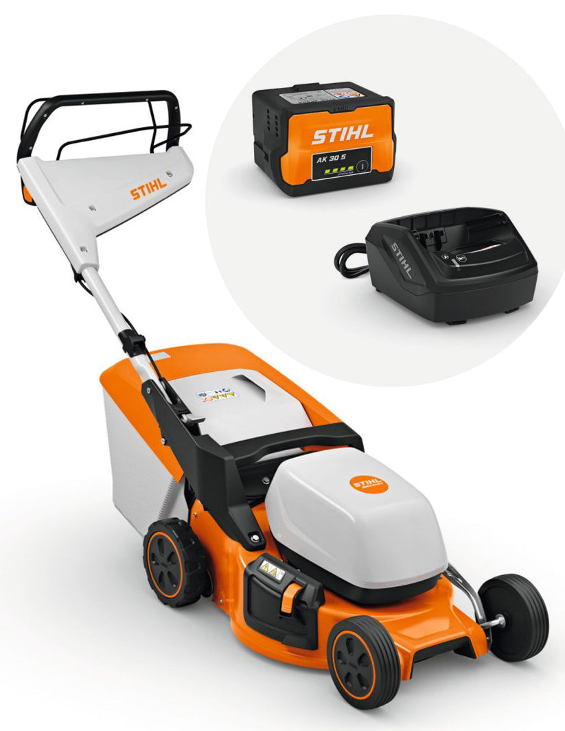STIHL tosaerba RMA 248 T + batteria AK 30 S + caricatore AL 101